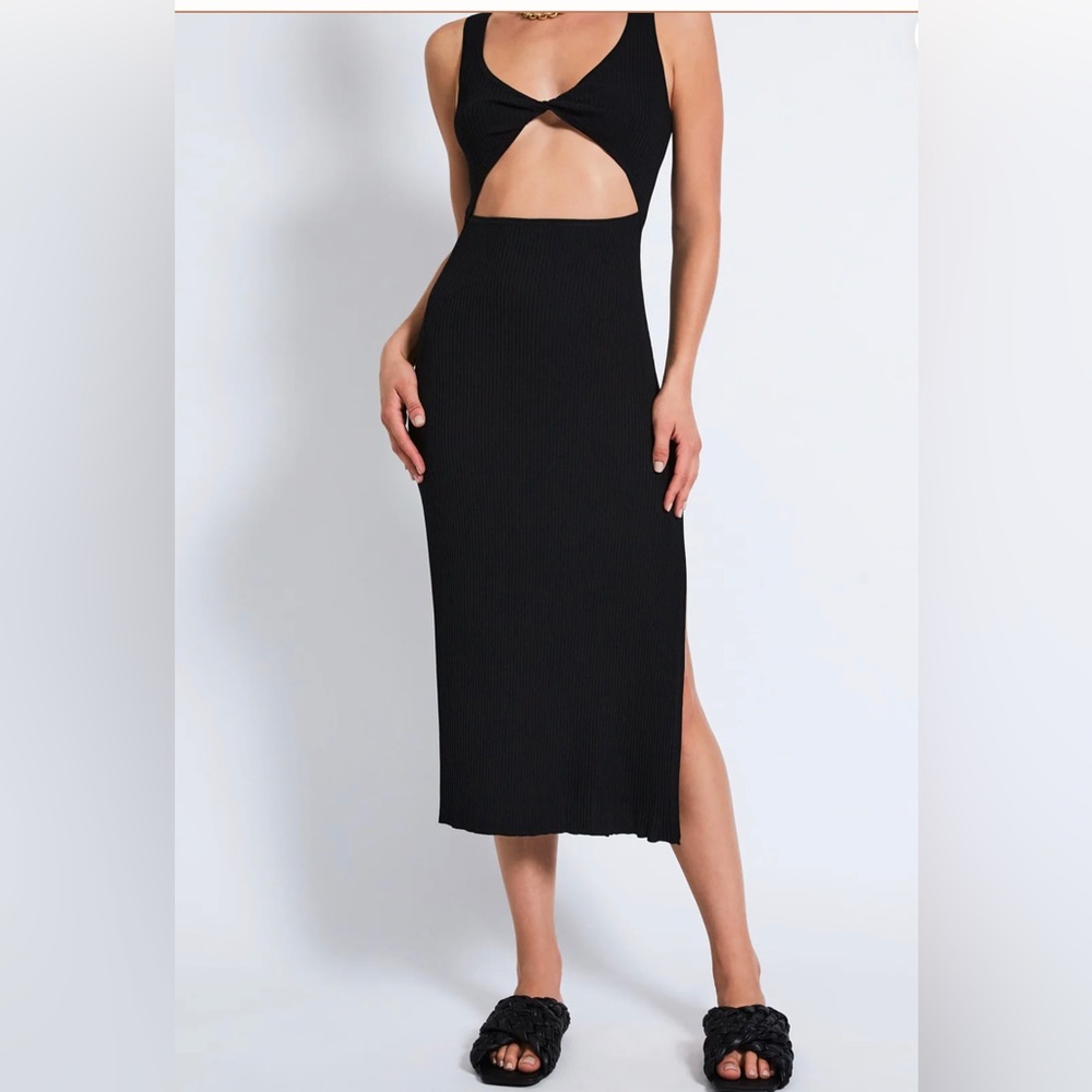 Devon Windsor Avery black cut out midi dress XS new